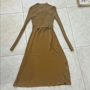 All saints Mustard slip dress with sweater